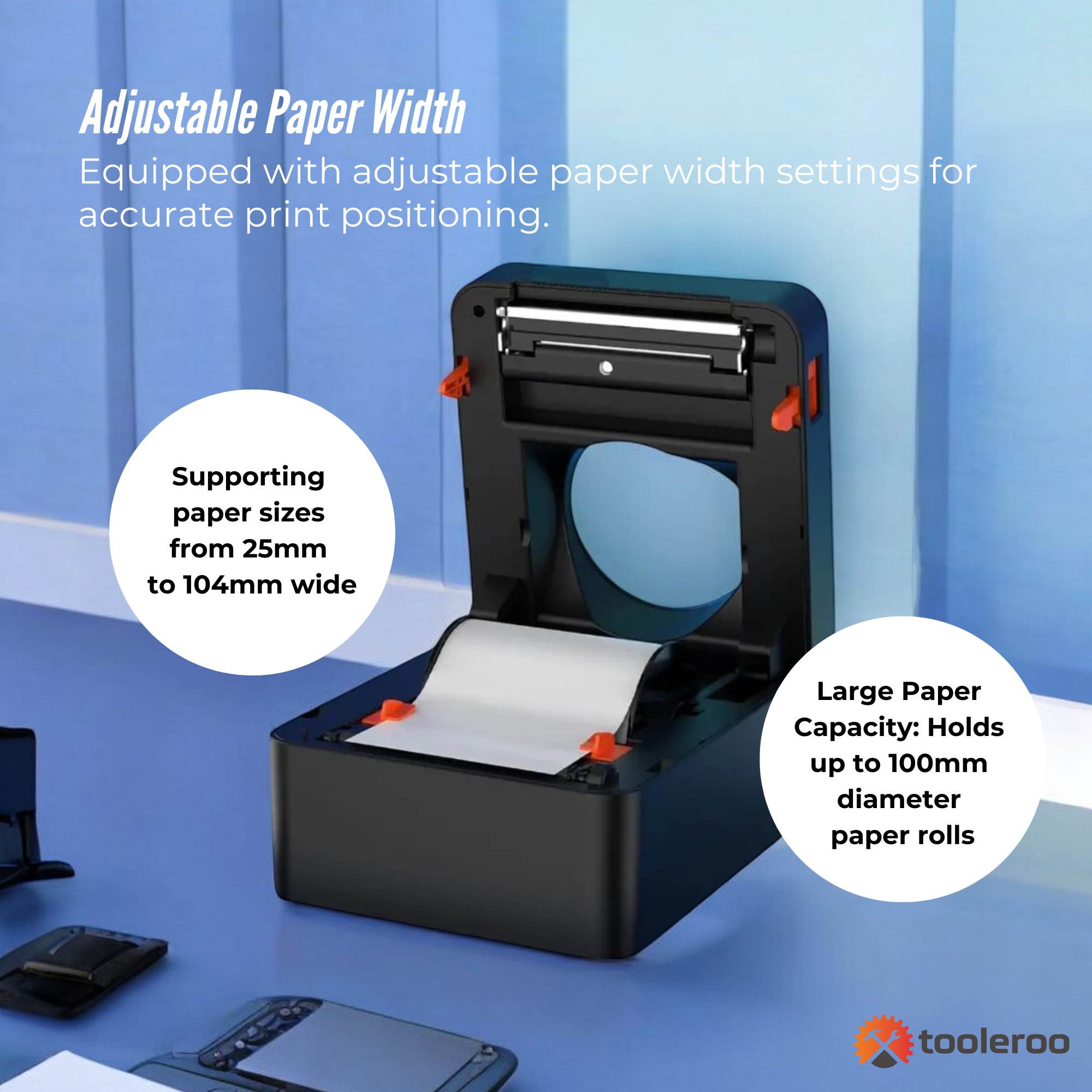 Tooleroo Bluetooth Thermal Label Printer - USB POS Receipt Shipping Printing-2